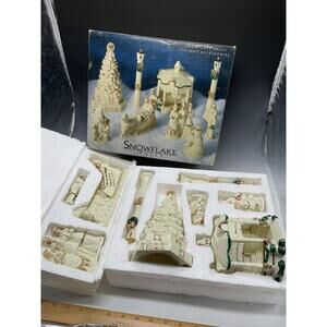 Snowflake Falls 2002 Village Accessories Hand Painted Porcelain 10K Gold Accents